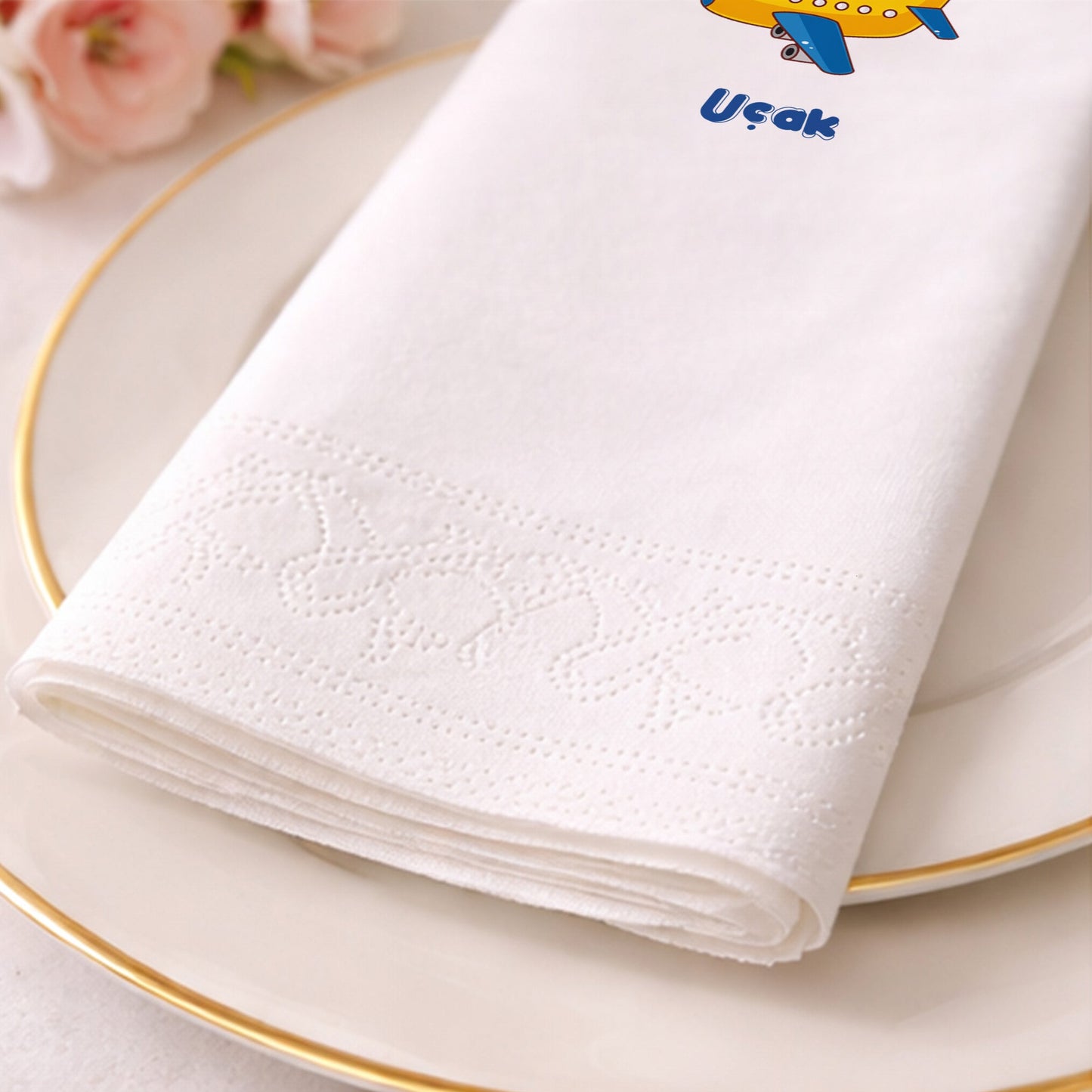 Sarı Sevimli Uçak Temalı Çocuk Doğum Günü Peçetesi 20'li Paket