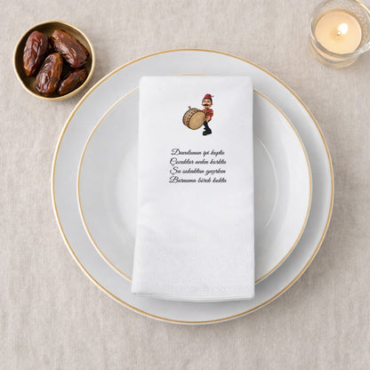 Kidzia Ramazan Davulcusu Baskılı Peçete – Mani Yazılı, 33x33 cm Çift Katlı, 20’li Paket