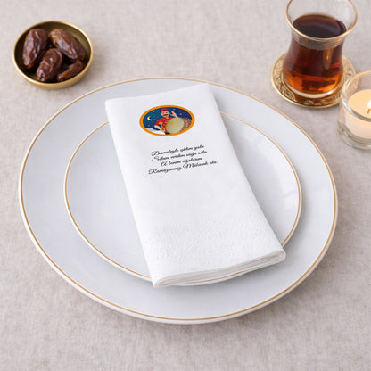 Kidzia Ramazan Davulcusu Yuvarlak Motif Baskılı Peçete – Mani Yazılı, 33x33 cm Çift Katlı, 20’li Paket