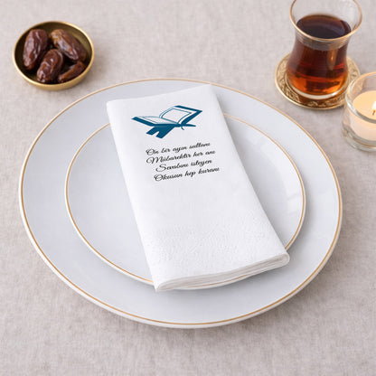 Kidzia Kur’an-ı Kerim Silüeti Ramazan Peçetesi – Mani Yazılı, 33x33 cm Çift Katlı, 20’li Paket
