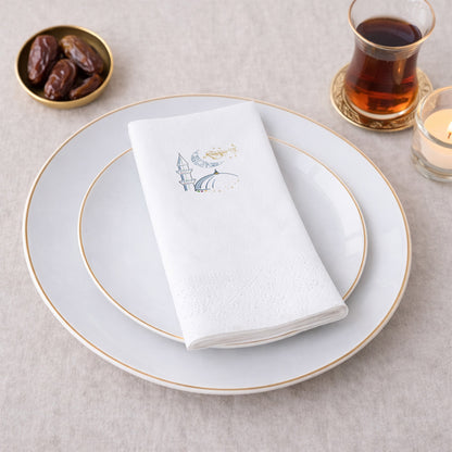 Kidzia Ramadan Kareem Camii Çizimli Ramazan Peçetesi – 33x33 cm Çift Katlı, 20’li Paket