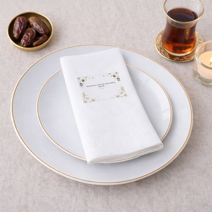 Ramazan Desenli Baskılı Peçete – Soframız Seninle Çok Daha Güzel | Zarif İkonlu | 33x33 cm