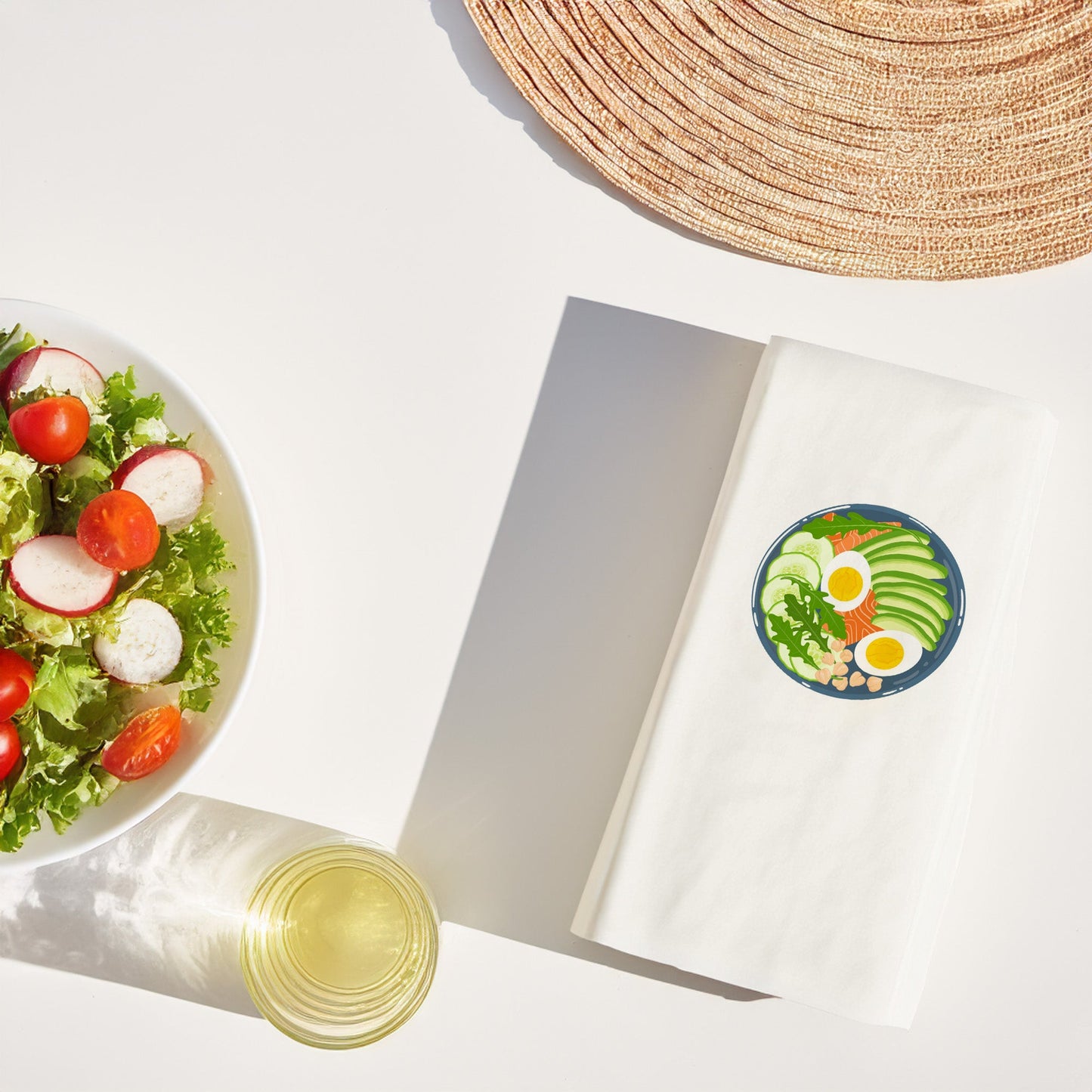 Protein Bowl Temalı Baskılı Peçete – 33x33cm Çift Katlı, 20’li Paket | Healthy Bowl & Fit Menü Sunum Peçetesi