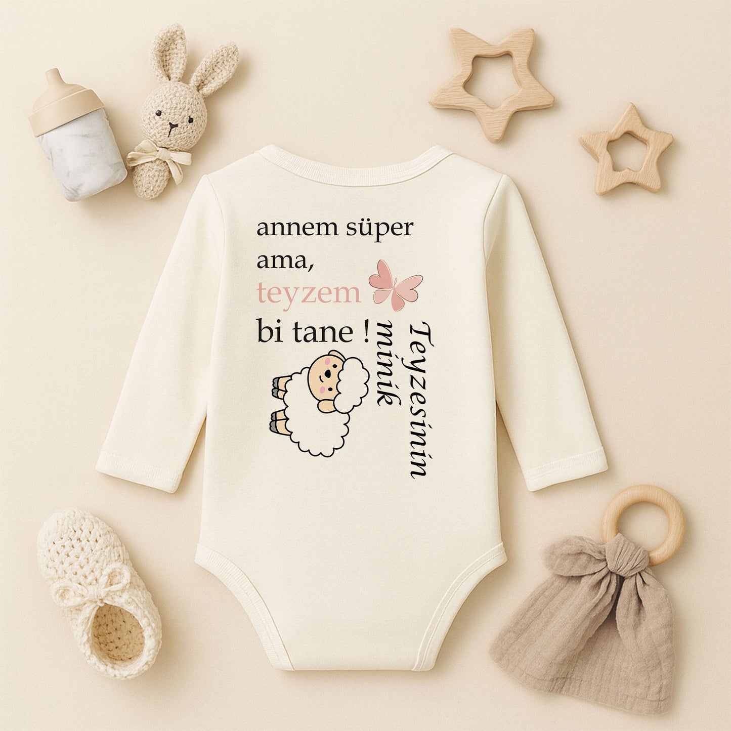 Kişiye Özel Bebek Zıbını – Teyzem Bi Tane Tasarım | 1–36 Ay