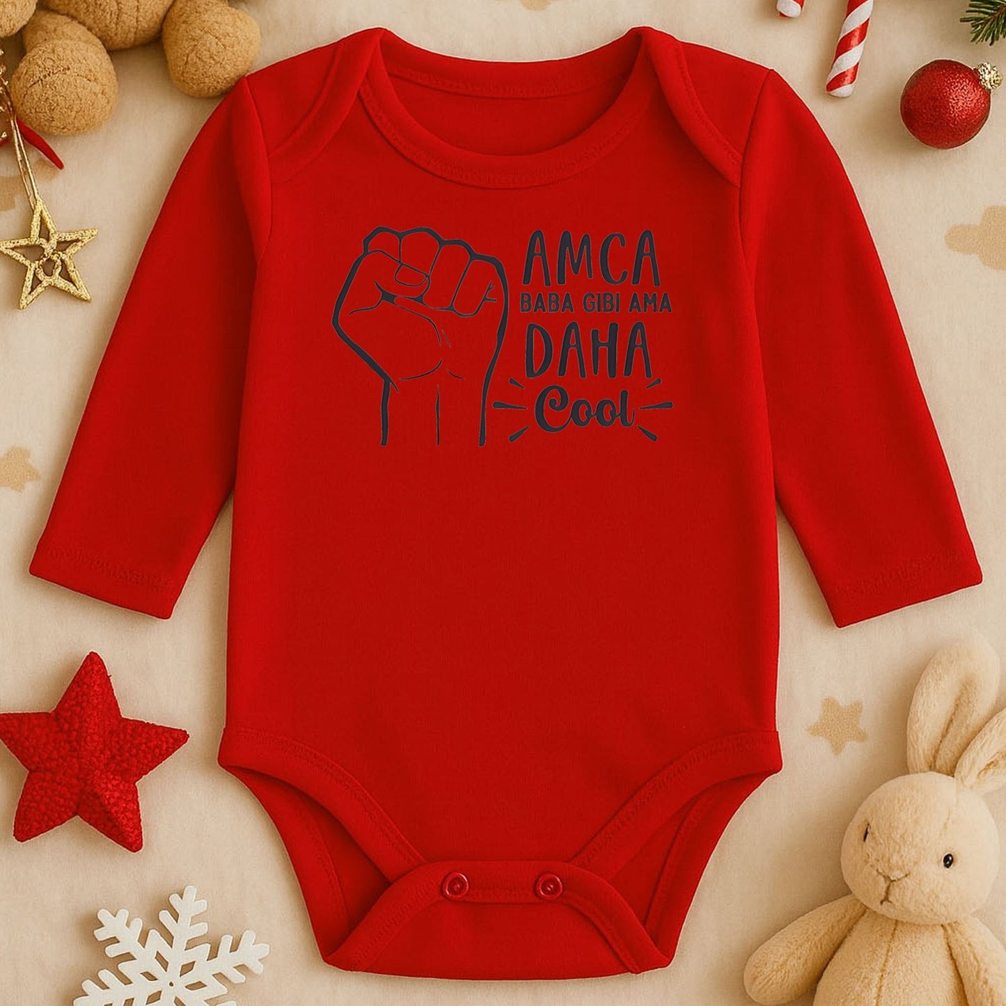 Kişiye Özel Bebek Zıbını – Amca Baba Gibi Ama Daha Cool | 1–36 Ay