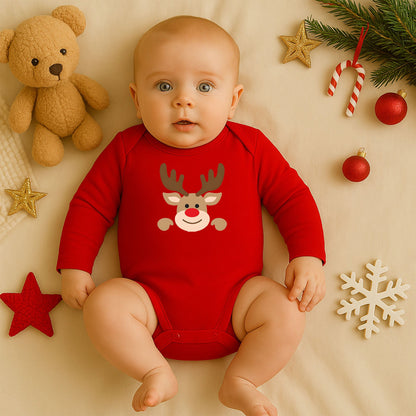 Sevimli Noel Geyiği Desenli Bebek Zıbını – 1–36 Ay | Yılbaşı Temalı
