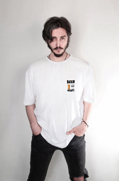 Beer baskılı oversize tişört