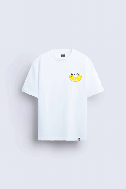 sunshine baskılı oversize beyaz tişört