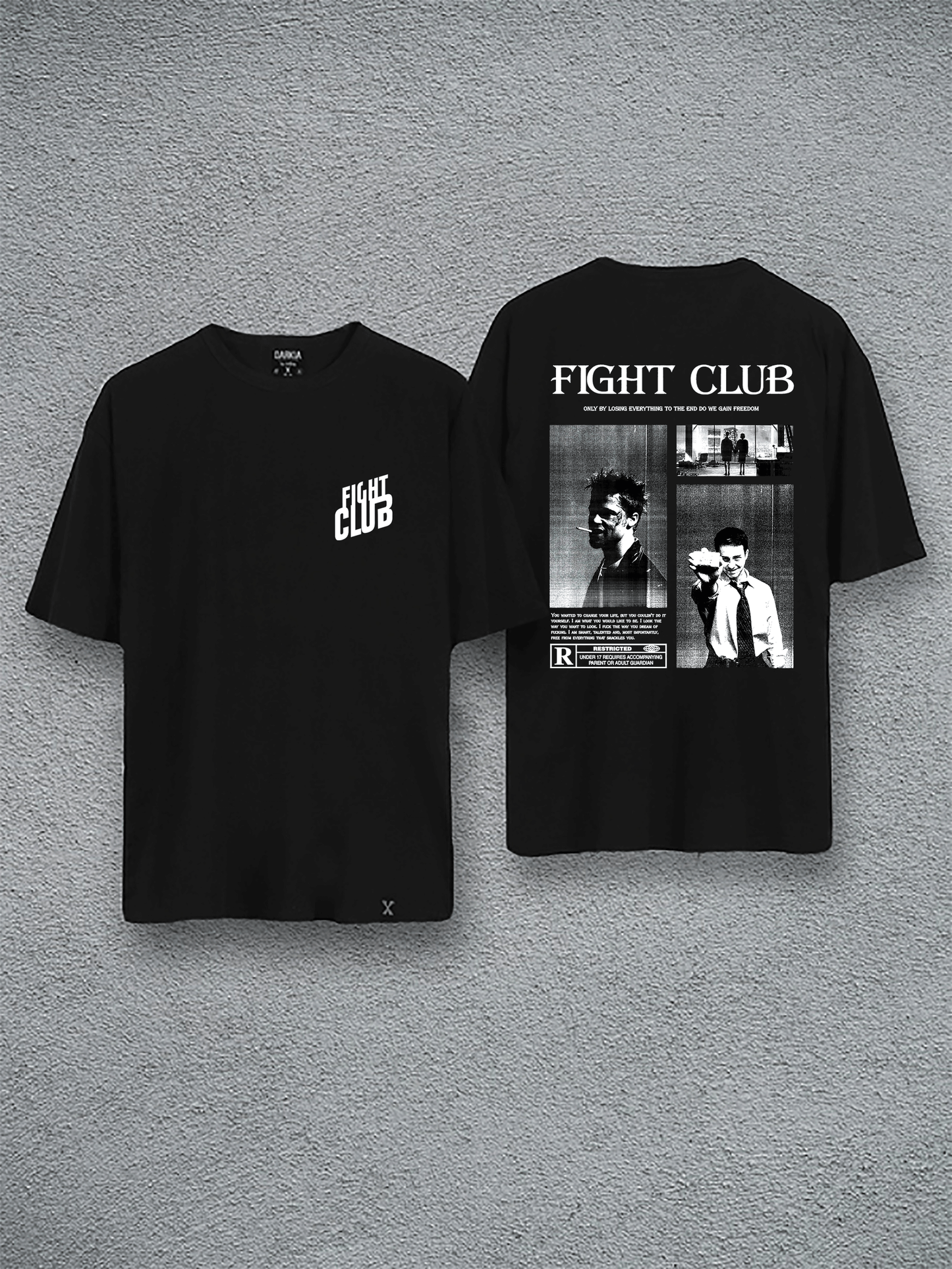 fıght club baskılı oversize tişört