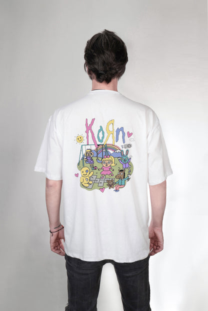 Korn baskılı oversize tişört