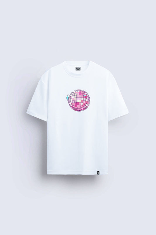 minimal baskılı beyaz oversize tişört